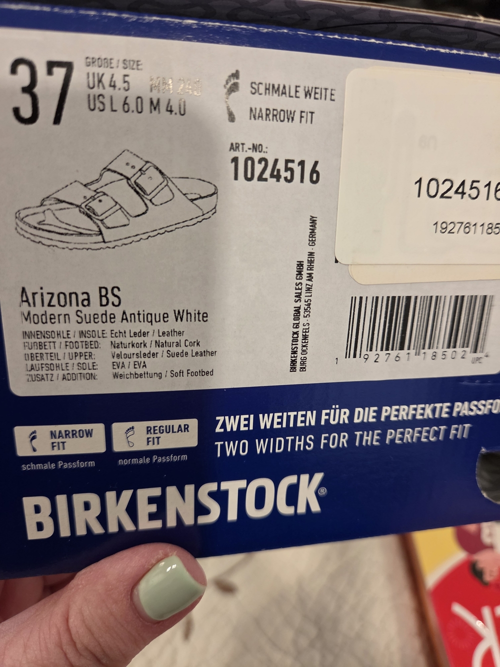 Birkenstock Arizona Modern Suede Sandals in Antique White - Picture 2 of 5